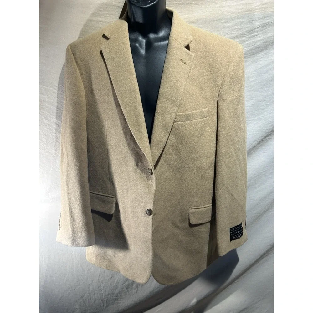 NWT Jos A Bank Mens 42L Executive 100% Camel Hair Blazer Tan Sport Coat $450